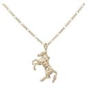 9ct Yellow Gold Galloping Horse Pendant and Figaro Chain 20"