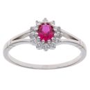 Silver Red Gemstone and Cubic Zirconia Cluster Ring By Icesia