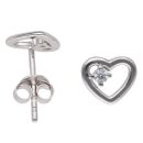 Silver Cubic Zirconia Heart Stud Earrings By Icesia
