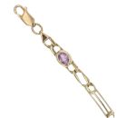 9ct Yellow Gold Peridot, Aquamarine and Amethyst Bracelet 7.5"