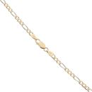9ct Yellow and White Gold Diamond Cut Figaro Chain 18"