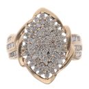 9ct Yellow Gold 1.00ct Brilliant and Baguette Cut Diamond Cluster Ring