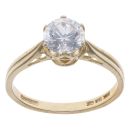 14ct Yellow Gold Cubic Zirconia Single Stone Ring