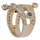 14ct Yellow Gold 0.70ct Brilliant Cut Diamond, Amethyst and Blue Gemstone Fancy Ring
