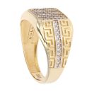 14ct Yellow Gold Cubic Zirconia Greek Key Signet Ring