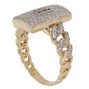 14ct Yellow Gold Monaco Classic Pave Link Cubic Zirconia Signet Ring