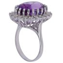 18ct White Gold 0.70ct Single Cut Diamond and Amethyst Cluster Ring