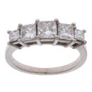 Platinum 1.73ct Princess Cut Diamond Five Stone Ring