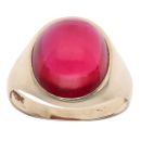 9ct Yellow Gold Created Ruby Signet Ring