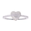 Silver Cubic Zirconia Heart Ring by Icesia
