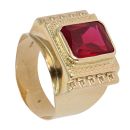 14ct Yellow Gold Red Gem Signet Ring