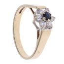 9ct Yellow Gold Sapphire and Cubic Zirconia Cluster Ring