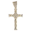 9ct Yellow Gold Cubic Zirconia Twisted Cross Pendant