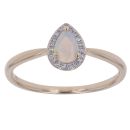 9ct Yellow Gold 0.10ct Diamond and Opal Cluster Ring
