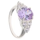Silver Lavender and Cubic Zirconia Fancy Ring