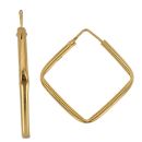 22ct Yellow Gold Classic Plain Square Hoop Earrings