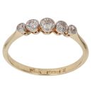 14ct Yellow Gold 0.25ct Old Cut Diamond Five Stone Ring