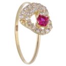 14ct Yellow Gold Red & Cubic Zirconia Gemstone Heart Ring