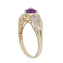 9ct Yellow Gold 0.05ct Diamond and Amethyst Fancy Ring