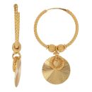 22ct Yellow Gold Diamond Cut Drop Hoop Earrings