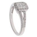 18ct White Gold 0.33ct Princess And Brilliant Cut Diamond Cluster Ring