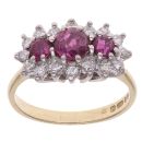 18ct Yellow Gold 0.33ct Brilliant Cut Diamond and Ruby Cluster Ring