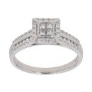 18ct White Gold 0.50ct Princess and Brilliant Cut Diamond Cluster Ring