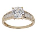 14ct Yellow Gold Cubic Zirconia Single Stone Ring