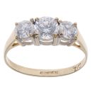 9ct Yellow Gold Cubic Zirconia Three Stone Ring