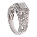 9ct White Gold 0.37ct Princess And Brilliant Cut Diamond Cluster Ring