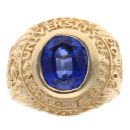 9ct Yellow Gold Blue Stone College Ring