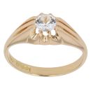 18ct Yellow Gold Cubic Zirconia Patterned Signet Ring