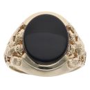 9ct Yellow Gold Onyx Patterned Signet Ring