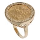 9ct Yellow Gold 1914 UK George V Half Sovereign Coin Ring