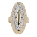 14ct Yellow and White Gold Greek Key Ellipse Ring