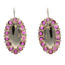 14ct Yellow Gold Red Gem Oval Earrings
