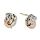9ct Yellow, White And Rose Gold Half Knot Stud Earrings