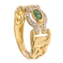 18ct Yellow Gold Green Gemstone And Cubic Zirconia Ring