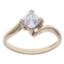 9ct Yellow Gold Cubic Zirconia Twist Solitaire Ring