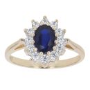 9ct Yellow Gold Sapphire And Cubic Zirconia Cluster Ring