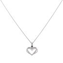Vera Wang 18ct White Gold 0.09ct Diamond And Sapphire Double Heart Pendant And Chain 18"