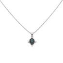 18ct White Gold 0.10ct Brilliant Cut Diamond And Sapphire Pendant And Chain 18"