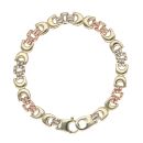9ct Yellow, White And Rose Gold Fancy Bracelet 7.5"