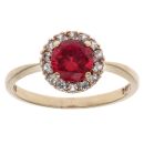 9ct Yellow Gold Created Ruby And Cubic Zirconia Cluster Ring