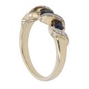 9ct Yellow Gold 0.10ct Diamond and Sapphire Fancy Ring
