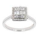 9ct White Gold 0.33ct Diamond Square Cluster Ring