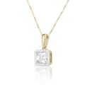 9ct Yellow Gold 1.00ct Princess Cut Lab Grown Diamond Shaped Pendant Necklace G VS