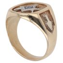9ct Yellow And White Gold Blue Enamel Masonic Signet Ring