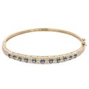 9ct Yellow Gold 0.10ct Diamond And Sapphire Patterned Bangle