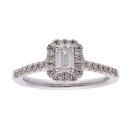 18ct White Gold 0.82ct Emerald Cut Diamond Cluster Ring